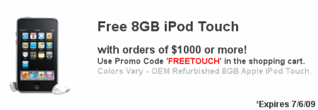 Free 8GB iPod Touch w/ orders over $1000